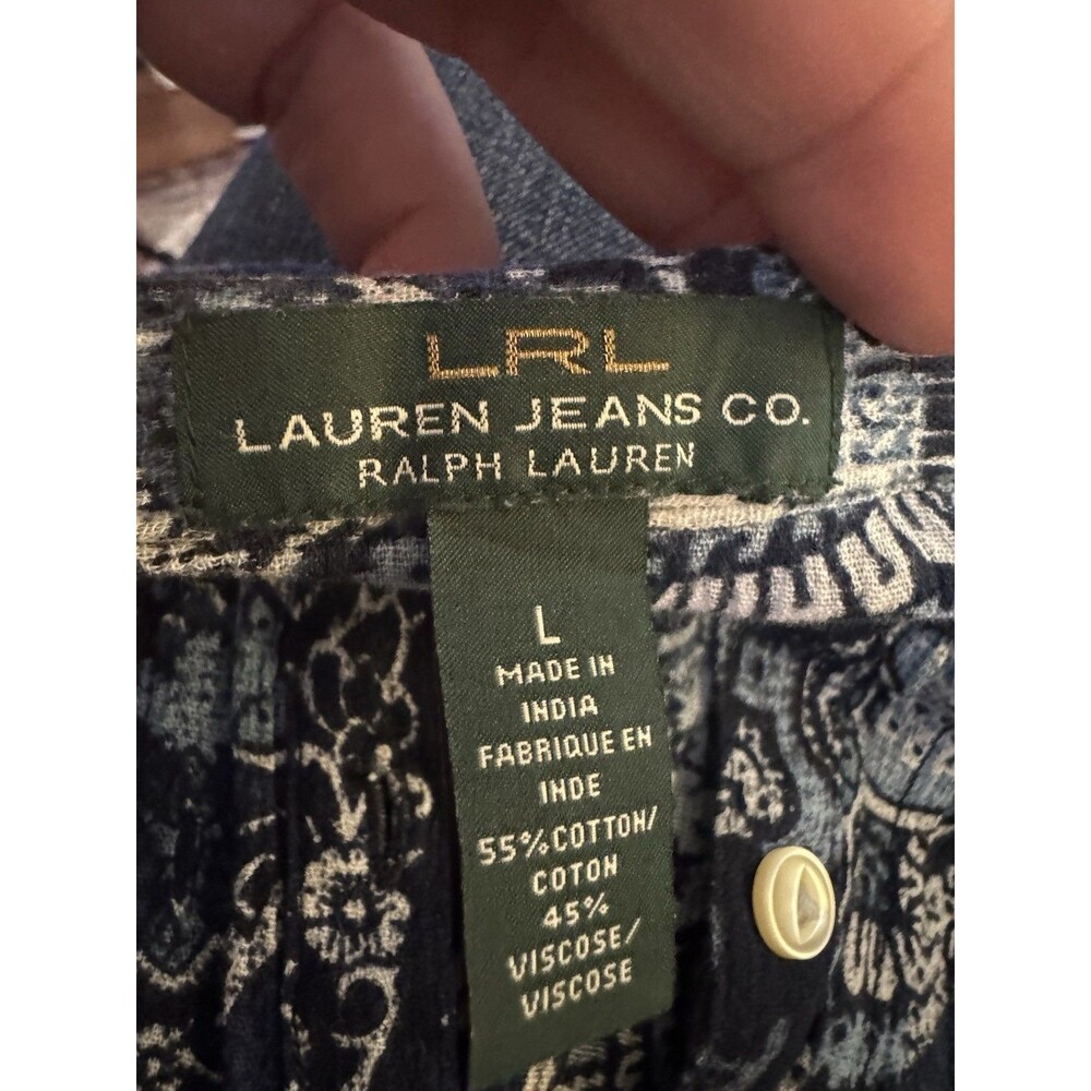 LRL Ralph Lauren Jeans Co Womens Shirt Size Large Paisley Career Classic Modern - Picture 3 of 9